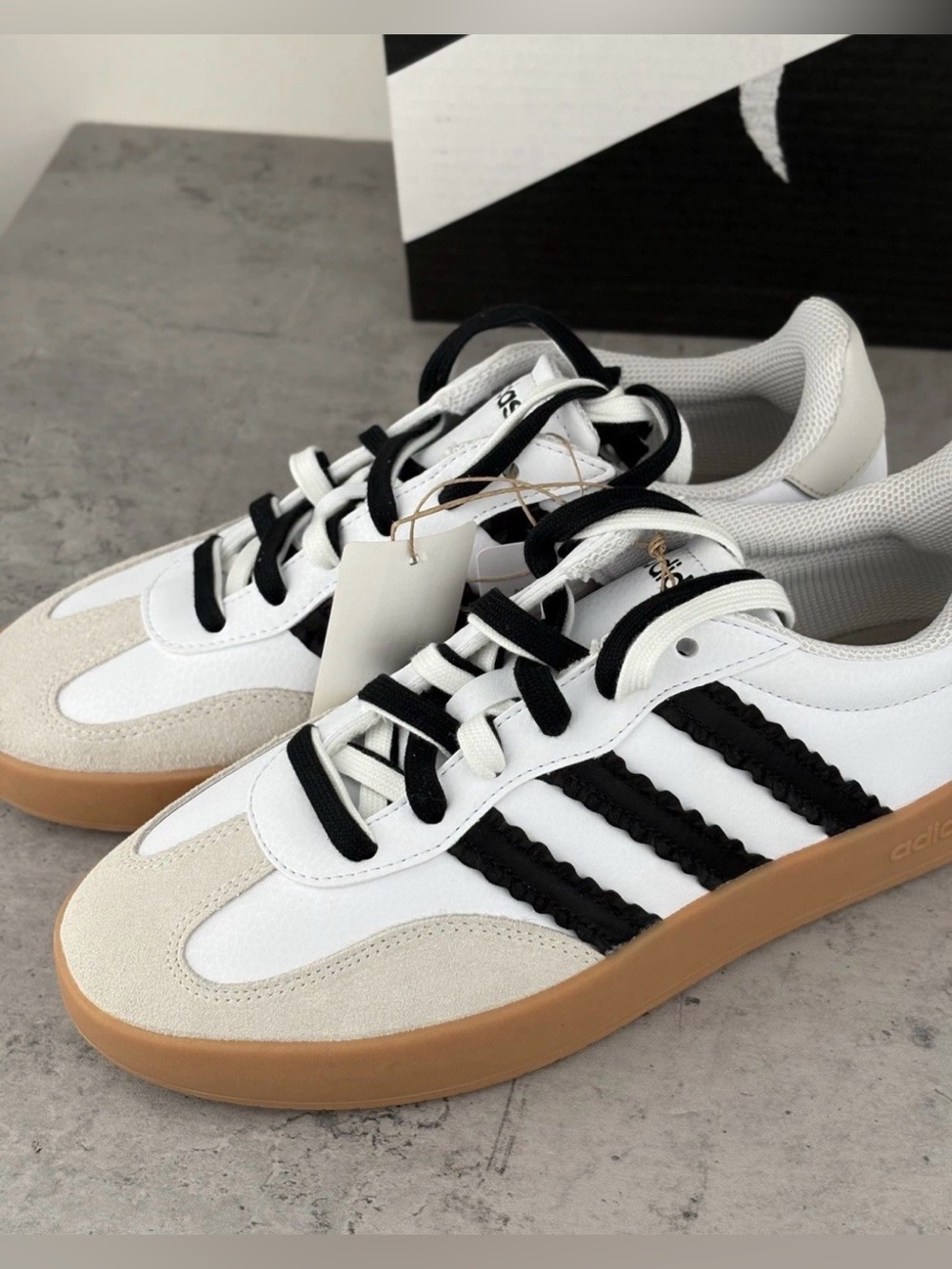 adidas Women's White Black Gum Low-Top Sneakers - Picture 3 of 9